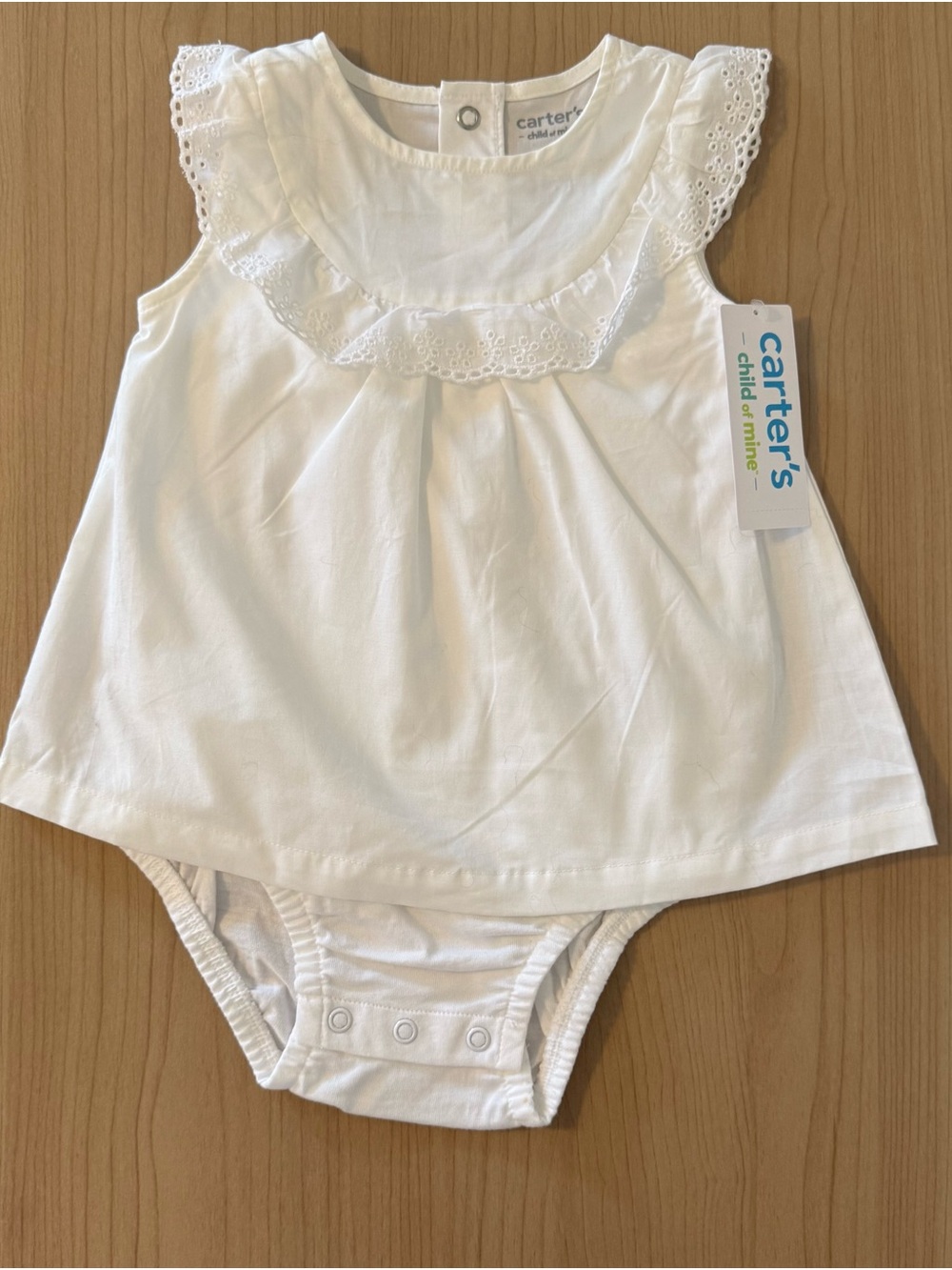 Carter's White Eyelet Ruffle Onesie Dress